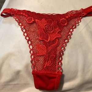 Sexy Sensual Red Rose Mesh Thong Panties NWOT